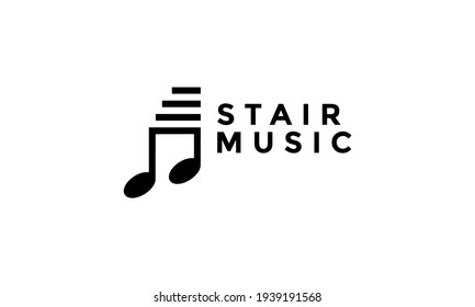 musical notes with stairs logo vector symbol icon design illustration