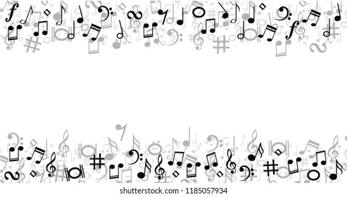 Musical notes stave line pattern symbols icon for staff and music note theme Transparent background wave  Piano, jazz sound notes Fun vector key sign Classic clef Doodle quaver G  melody on paper