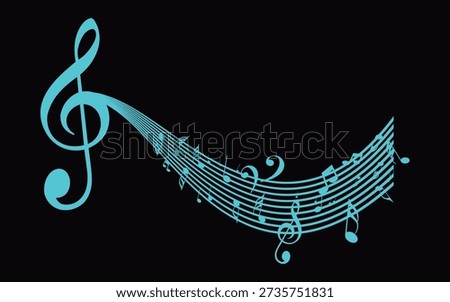Musical notes stave line pattern symbols icon for staff and music note theme Transparent background.  Clef Symbols. Simple Music Icon Vector Illustration.
