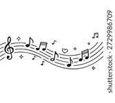 Musical notes and symbols in creative design