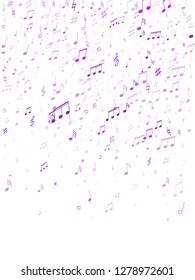 Musical notes symbols flying vector design. Notation melody record signs. Concert poster backdrop. Blue violet melody sound notation.