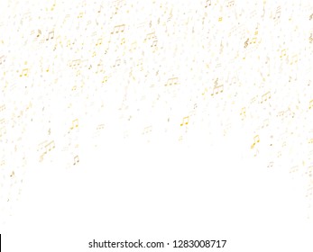 Musical notes symbols flying vector illustration. Notation melody record classic clip art. Futuristic music studio background. Gold metallic musical notation.