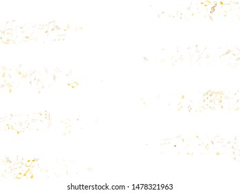 Musical notes symbols flying vector design. Notation melody record classic signs. Popular music studio background. Gold melody sound notes signs.