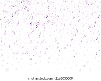 Musical notes symbols flying vector background. Notation melody record classic clip art. Guitar instrument tune background. Violet melody sound notation.