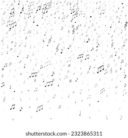 Musical notes symbols flying vector illustration. Notation melody record clip art. Bass guitar play background. Grayscale melody sound notes icons.