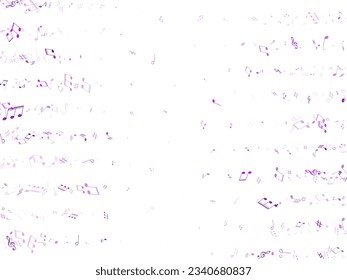 Musical notes symbols flying vector illustration. Notation melody record classic pictograms. DJ instrument tune background. Ultra violet sound recording notes.