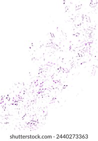 Musical notes symbols flying vector background. Notation melody record icons. Modern music studio background. Purple violet melody sound notes icons.