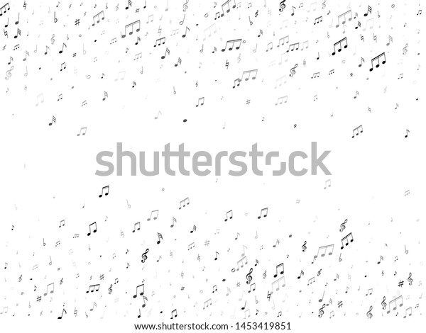 音符の記号が飛ぶベクターイラスト メロディー記録の古典絵文字 ミュージシャンアルバムの背景 グレースケールのメロディー音表記 のベクター画像素材 ロイヤリティフリー