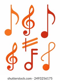 musical notes and symbols, including creative heart and smiley shapes, isolated on a white background. Perfect for music education and compositions