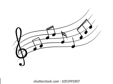 Musical notes and symbols on white background 