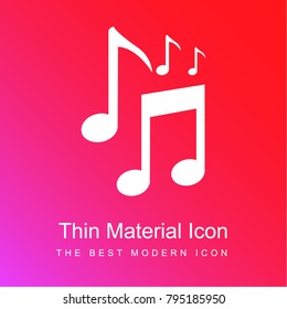 Musical notes symbols red and pink gradient material white icon minimal design
