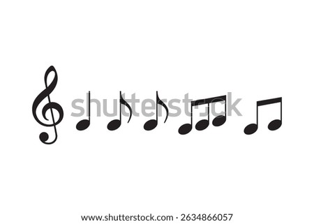 Musical Notes and Treble Clef A Collection of Melody Symbols for Composition and Design