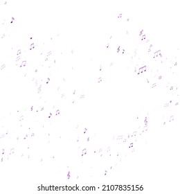 Musical Notes, Treble Clef, Flat And Sharp Symbols Flying Vector Design. Notation Melody Record Icons. Pop Music Studio Background. Ultra Violet Musical Note.