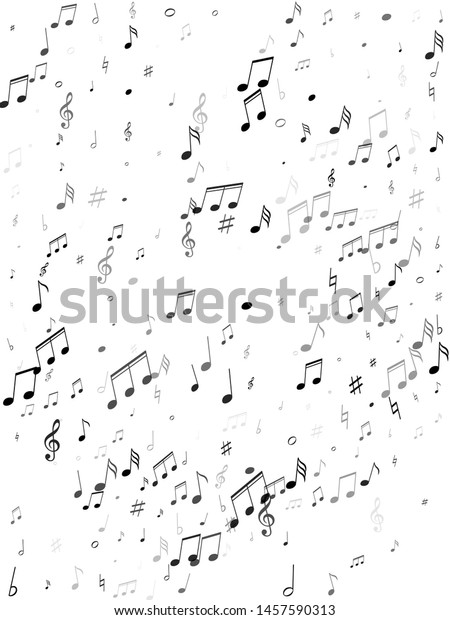 音符 高音のクレフ 平らで鋭い記号の飛ぶベクター画像の背景 メロディレコードの絵文字 ロックミュージックスタジオ背景 グレイスケールのメロディ音符アイコン のベクター画像素材 ロイヤリティフリー