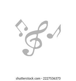 musical notes and treble clef icon, vector illustration