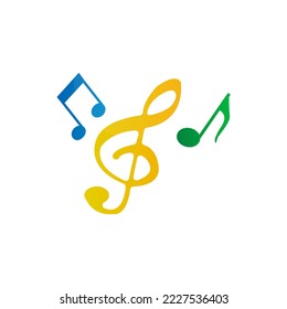 musical notes and treble clef icon, vector illustration