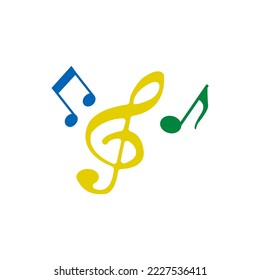 musical notes and treble clef icon, vector illustration