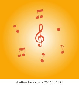 Musical notes and treble clef illustration