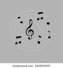 Musical notes and treble clef illustration