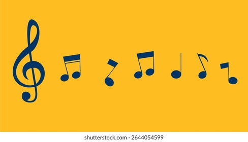 Musical notes and treble clef illustration