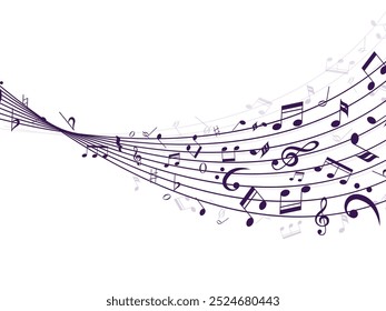 Notas musicais e sinal de Treble Clef | Melodia Colorida de Notas Musicais Ilustração para Design Musical | Notas musicais e sinal Treble Clef