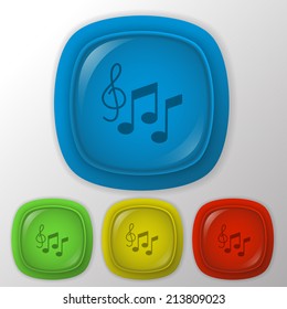 Musical notes and treble clef. Symbol muzykiki. Icon art and musicality