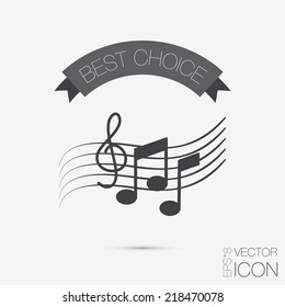 Musical notes and treble clef. Symbol muzykiki. Icon art and musicality