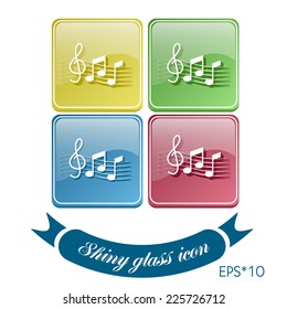 Musical notes and treble clef. Symbol muzykiki. Icon art and musicality