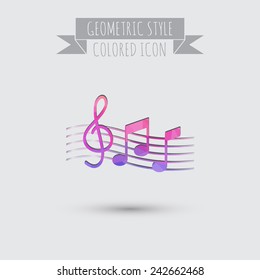 Musical notes and treble clef. Symbol muzykiki. Icon art and musicality