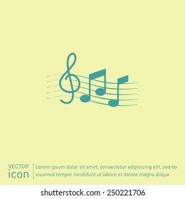 Musical notes and treble clef. Symbol muzykiki. Icon art and musicality