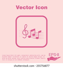 Musical notes and treble clef. Symbol muzykiki. Icon art and musicality