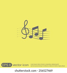 Musical notes and treble clef. Symbol muzykiki. Icon art and musicality
