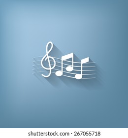 Musical notes and treble clef. Symbol muzykiki. Icon art and musicality