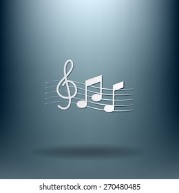 Musical notes and treble clef. Symbol muzykiki. Icon art and musicality