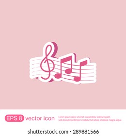 Musical notes and treble clef. Symbol muzykiki. Icon art and musicality