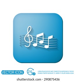 Musical notes and treble clef. Symbol music. Icon art and musicality