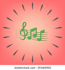 Musical notes and treble clef. Symbol muzykiki. Icon art and musicality