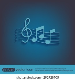 Musical notes and treble clef. Symbol muzykiki. Icon art and musicality