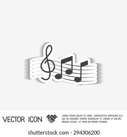 Musical notes and treble clef. Symbol muzykiki. Icon art and musicality
