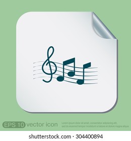 Musical notes and treble clef. Symbol muzykiki. Icon art and musicality