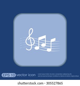 Musical notes and treble clef. Symbol muzykiki. Icon art and musicality
