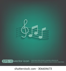 Musical notes and treble clef. Symbol muzykiki. Icon art and musicality
