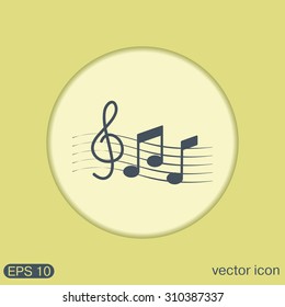 Musical notes and treble clef. Symbol muzykiki. Icon art and musicality