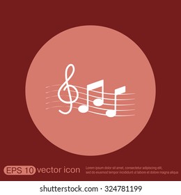 Musical notes and treble clef. Symbol muzykiki. Icon art and musicality