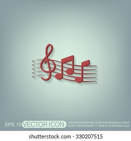 Musical notes and treble clef. Symbol muzykiki. Icon art and musicality