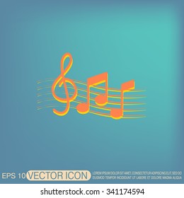 Musical notes and treble clef. Symbol muzykiki. Icon art and musicality