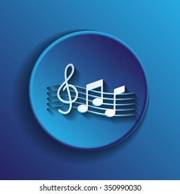 Musical notes and treble clef. Symbol muzykiki. Icon art and musicality