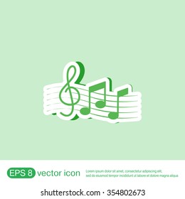 Musical notes and treble clef. Symbol muzykiki. Icon art and musicality