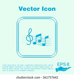 Musical notes and treble clef. Symbol muzykiki. Icon art and musicality