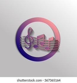 Musical notes and treble clef. Symbol muzykiki. Icon art and musicality